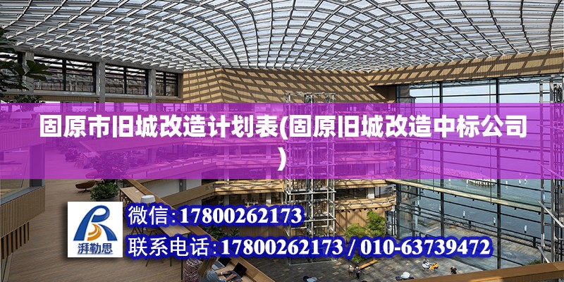 固原市舊城改造計劃表(固原舊城改造中標公司)