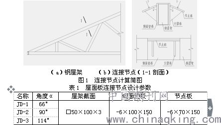 當鋼屋架用節點板連接時,若承受靜